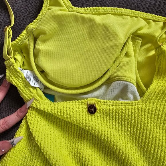 Bleu by Rod Beattie Women's Square-Neck One-Piece Swimsuit In Chartreuse Size 8 - Picture 9 of 11